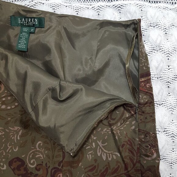 LRL Lauren Ralph Lauren silk skirt green size 8P - Picture 6 of 9